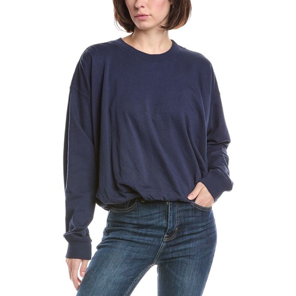 Michael Stars Womens  Mariah Bubble Hem Sweatshirt, Blue